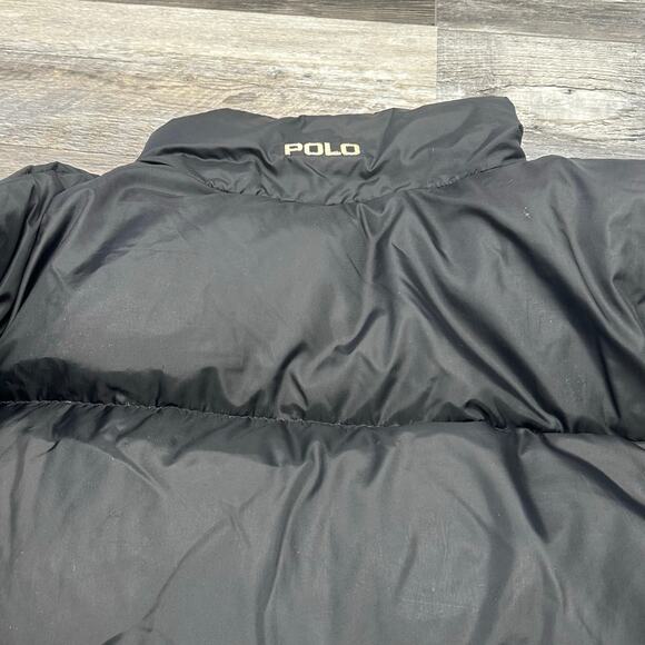 Vintage 90s Polo Sport Ralph Lauren Black Blue Mens XL Zip Up Down Puffer Jacket - Picture 13 of 13